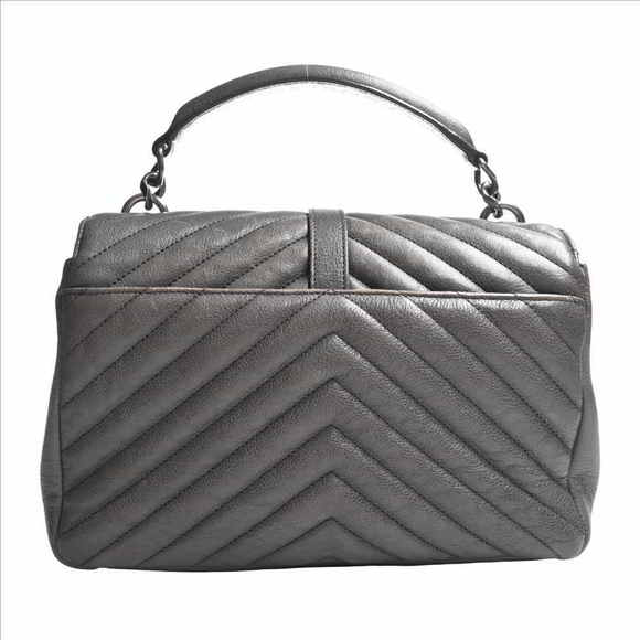 Saint Laurent Leather College 2way Chain Shoulder Bag Gray - Picture 2 of 9